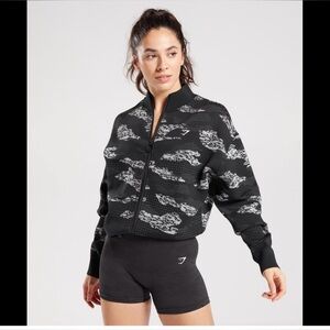 Gymshark black & gray  camo seamless track jacket size M